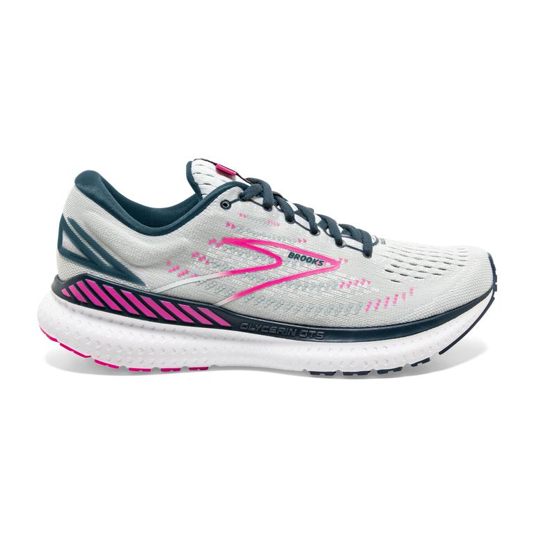 Brooks GLYCERIN GTS 19 Max Cushion Road Running Shoes Womens Canada - Ice Flow/Navy/Pink/grey (ZFE07